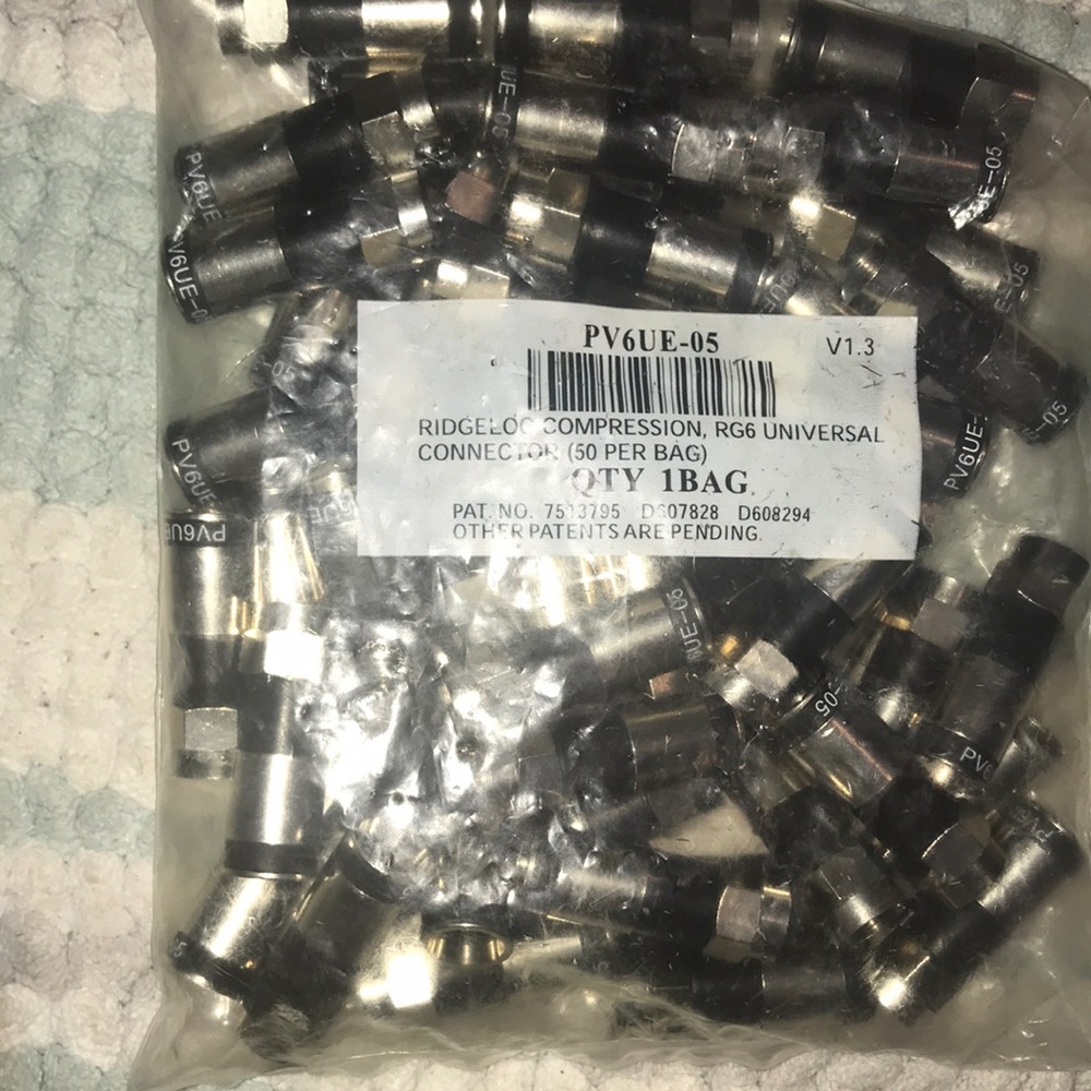 PV6UE-05 Ridgeoc Compression RG6 Universal connection NEW bag qty 50  coax cable